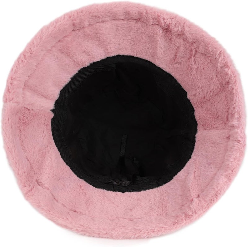 Umeepar Winter Faux Fur Fuzzy Bucket Hat Fluffy Warm Hat for Women Men - Image 3